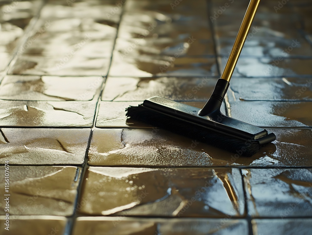 a floor being mopped with a mop, revealing cleanliness and shine a floor being mopped with a mop, revealing cleanliness and shine
