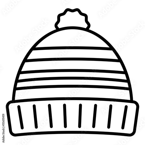 Illustration of Beanie Line Icon Design