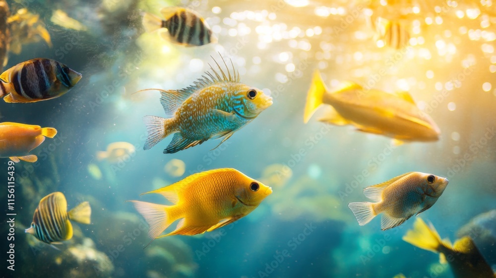 Naklejka premium Colorful Creatures in an Underwater Setting