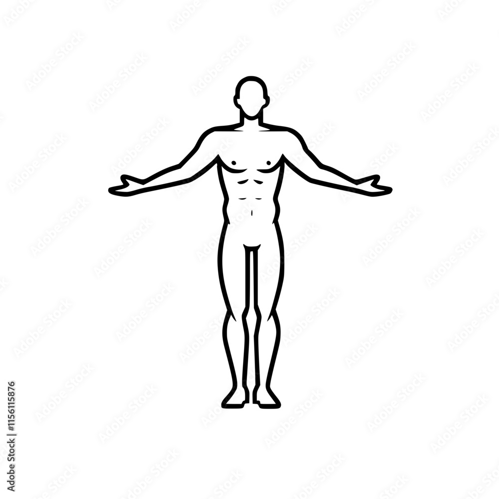 Black and white man with arms outstretched icon Black and white man with arms outstretched icon