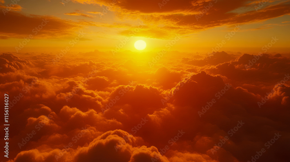 Fiery Sunset Above a Sea of Clouds Fiery Sunset Above a Sea of Clouds