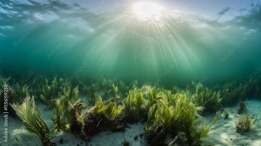Underwater Marine Ecosystem with Soft Light Effects Underwater Marine Ecosystem with Soft Light Effects