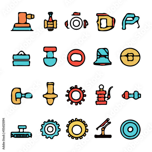 Colorful Mechanic Icons – Artistic and Practical Set of Icons for Wrenches, Tools, and Mechanical Design
