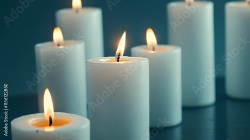 Wallpaper Mural Serene image of a single white candle burning brightly in the dark of night. Torontodigital.ca