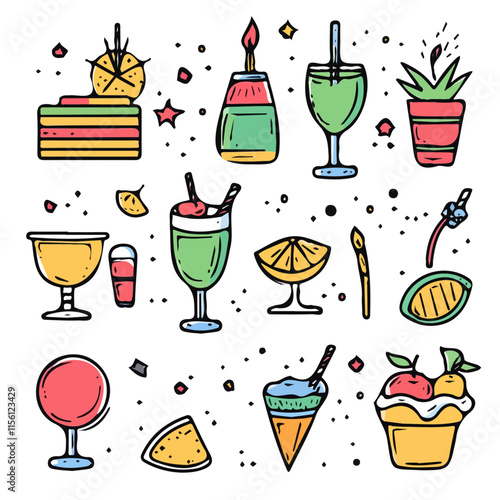 Wallpaper Mural Colorful Icons Set of Party – Creative and Fun Icons for Celebration, Events, and Party Design
 Torontodigital.ca