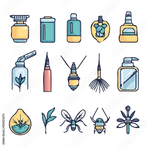 Colorful Icons Set of Pest Control – Creative and Effective Icons for Pest Management, Extermination, and Protection Design