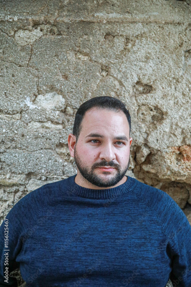 Fototapeta premium Expression Of A Man Waiting The Friend