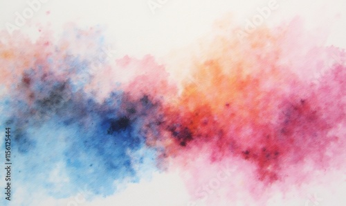 Vibrant watercolor splash blending hues of blue, pink, and orange, perfect for creative projects, backgrounds, or artistic designs.