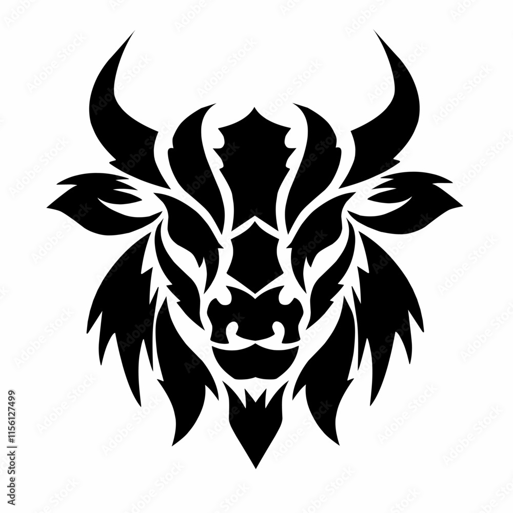 graphic vector illustration of abstract tribal design of bull head in black graphic vector illustration of abstract tribal design of bull head in black