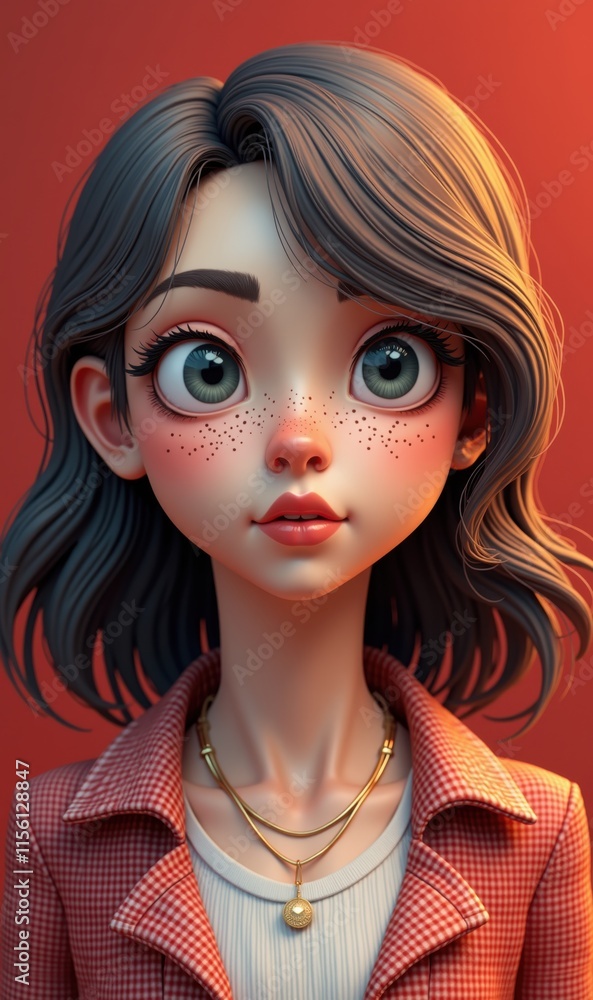 A stylized, colorful illustration of a young woman with expressive features, perfect for fashion, beauty, or digital media projects. A stylized, colorful illustration of a young woman with expressive features, perfect for fashion, beauty, or digital media projects.