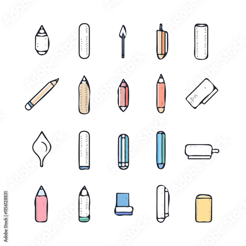 Colorful Icons Set of Writing – Vibrant and Creative Writing Icons, Modern Vector Art for Design Projects