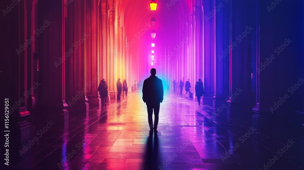 Urban Scene with Vibrant Colors and Soft Light Effects Urban Scene with Vibrant Colors and Soft Light Effects