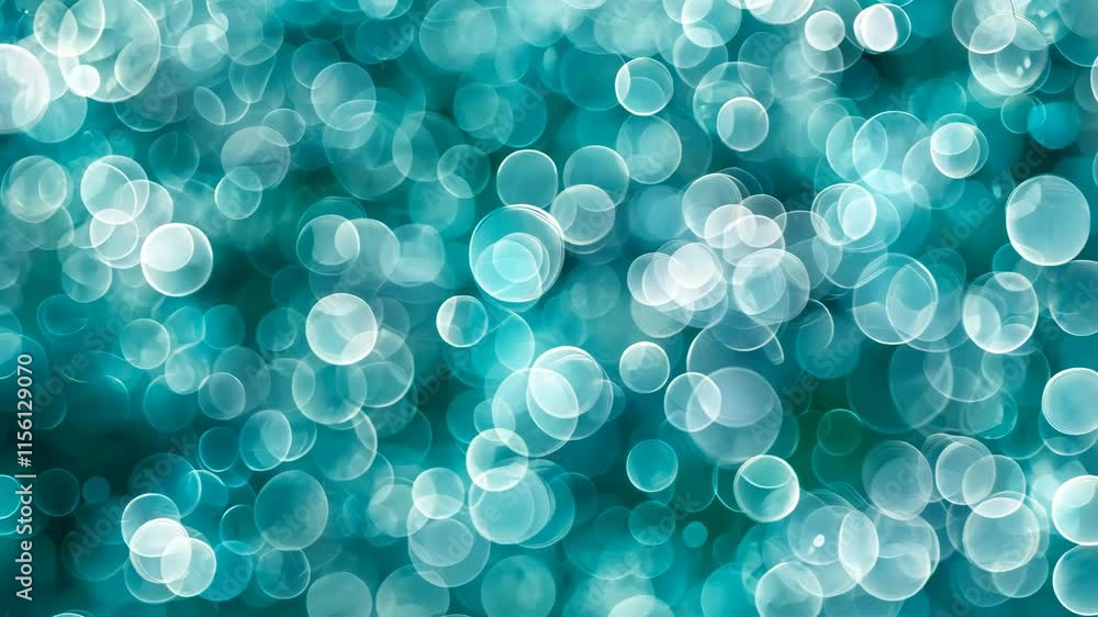Vibrant bokeh effect with teal and white circular shapes creating a dreamy background experience Vibrant bokeh effect with teal and white circular shapes creating a dreamy background experience