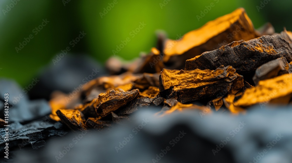 Chaga Mushroom Close-Up: Nature's Dark Gold Chaga Mushroom Close-Up: Nature's Dark Gold