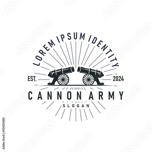 simple military cannon logo design army weapon template illustration symbol