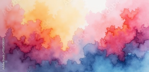 Vibrant watercolor texture blending warm and cool tones, perfect for backgrounds, invitations, or artistic designs.