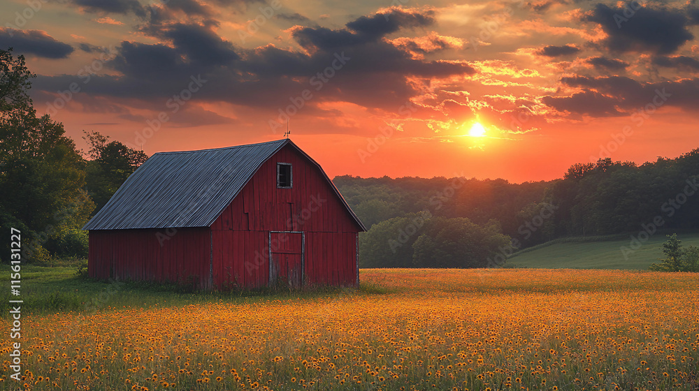 red barn in field red barn in field