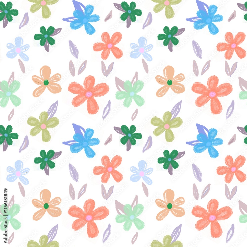 Seamless floral pattern with hand drawn flowers. Spring background. Perfect for fabric design, wallpaper, batik, ceramic, shirt, apparel. Seamless floral pattern with hand drawn flowers. Spring background. Perfect for fabric design, wallpaper, batik, ceramic, shirt, apparel.