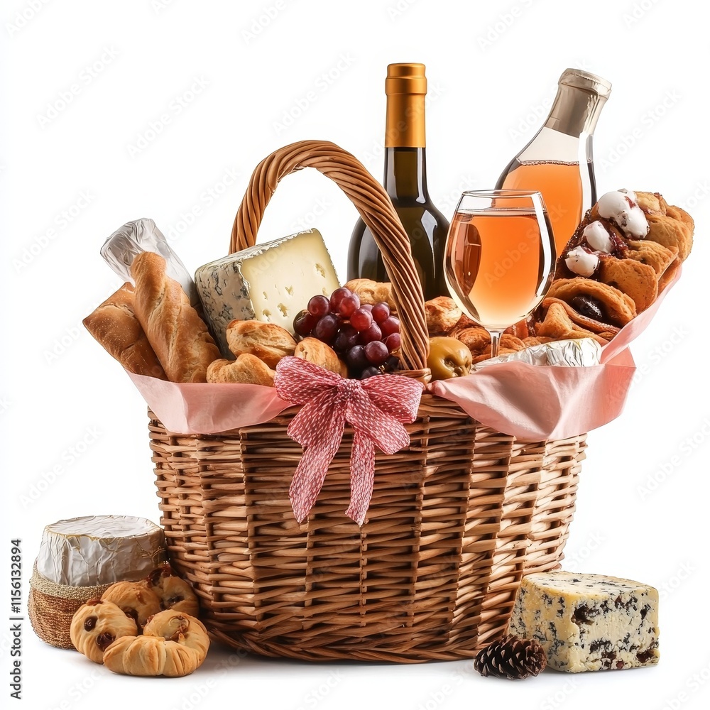 Naklejka premium A gift hamper for birthdays and anniversaries, shown on a transparent background