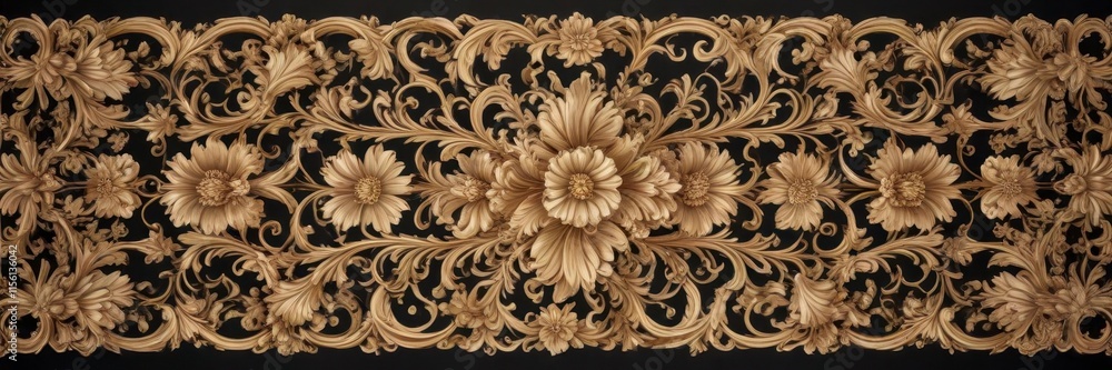 Ornate Baroque flower border vector design with filigree details and scroll ornaments, calligraphic designs, retro ornamentation Ornate Baroque flower border vector design with filigree details and scroll ornaments, calligraphic designs, retro ornamentation