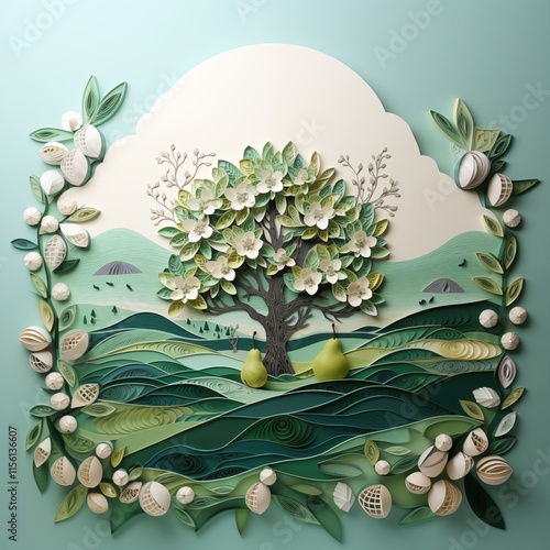 Paper cut natural forest