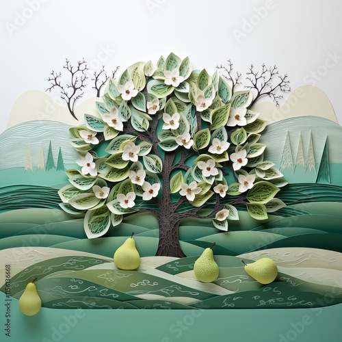 Paper cut natural forest