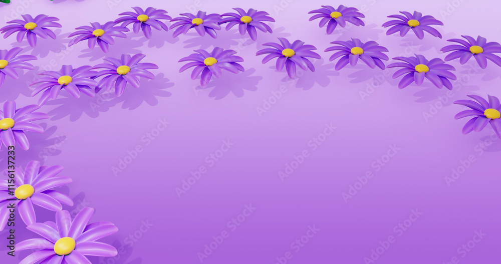 Daisy Background 3D Cartoon Render Daisy Background 3D Cartoon Render