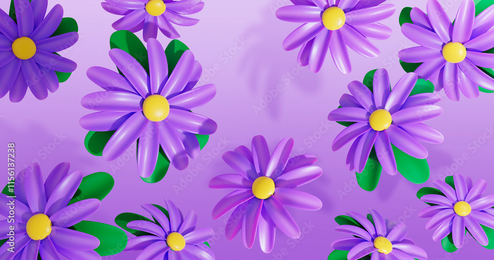 Daisy Background 3D Cartoon Render Daisy Background 3D Cartoon Render