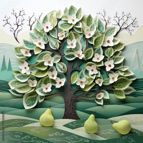 Paper cut natural forest