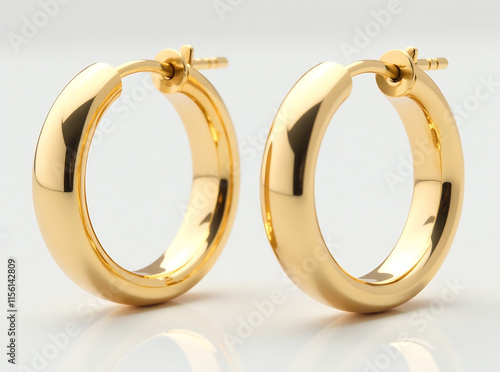 Set of gold earrings. Hoop earrings, round gold earrings, elegant and modern earrings. Isolated on a transparent background. new image 
