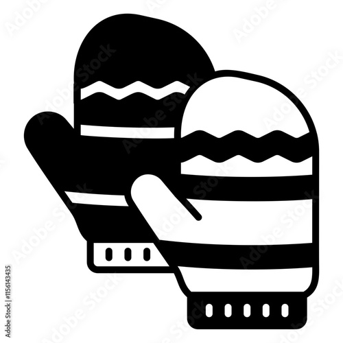 Illustration of Mitten Solid Icon Design