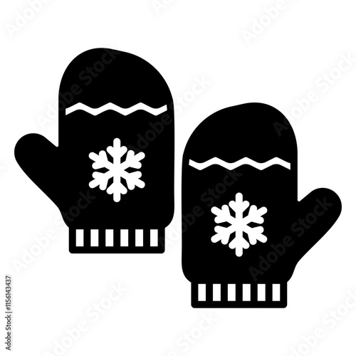 Illustration of Mitten Solid Icon Design