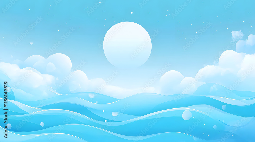 Serene Ocean Waves Under a Bright Moonlit Sky Serene Ocean Waves Under a Bright Moonlit Sky