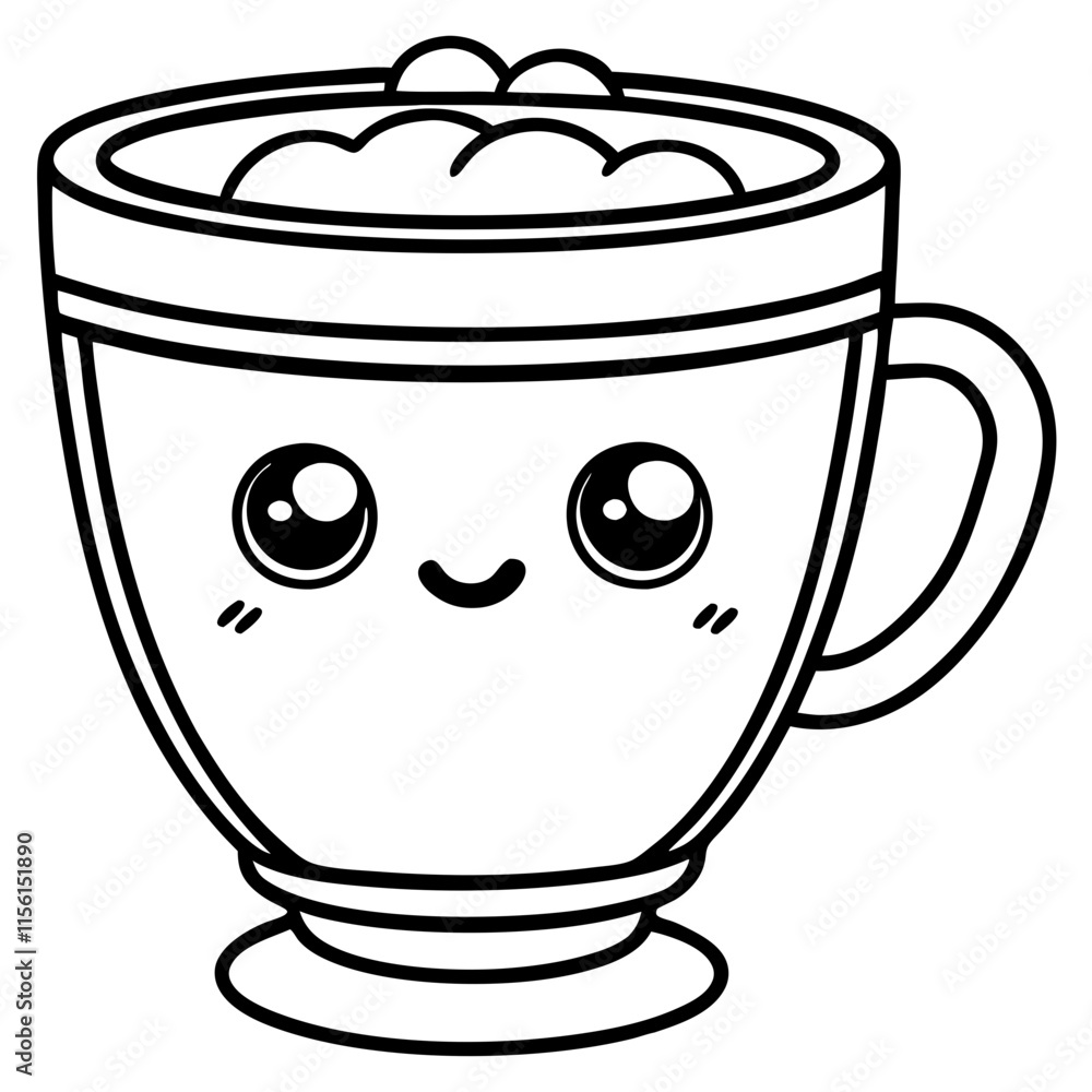 Cute kawaii coffee cup, brown and white, perfect for cafe decor. Cute kawaii coffee cup, brown and white, perfect for cafe decor.
