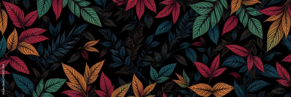 Abstract dark pattern featuring exotic leaves in a bold and mysterious design, design, texture, intricate Abstract dark pattern featuring exotic leaves in a bold and mysterious design, design, texture, intricate