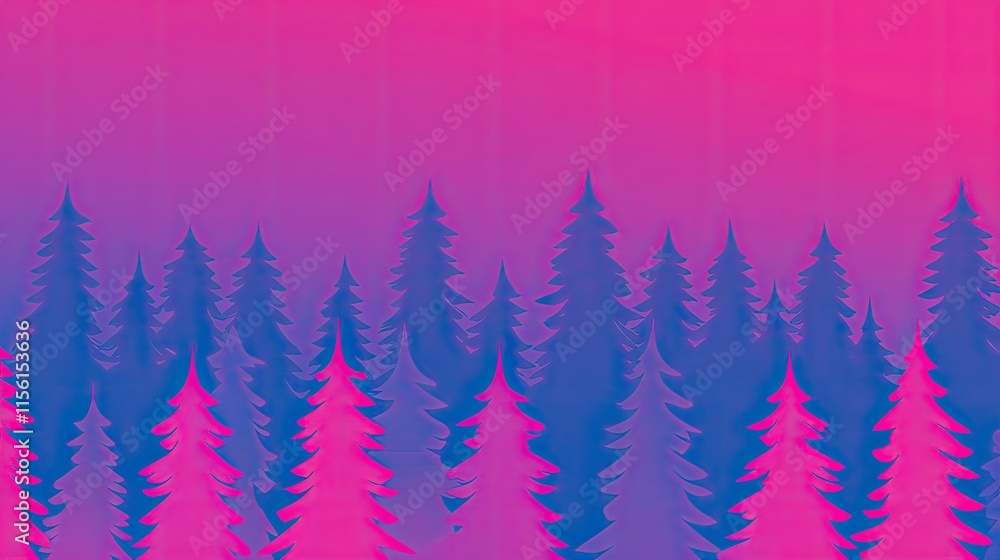 Obraz premium Abstract pink and blue forest silhouette.