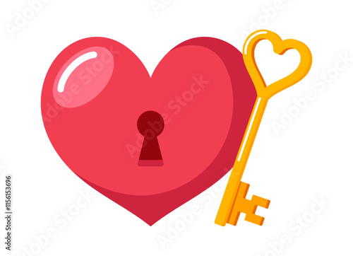 Valentines heart lock with key