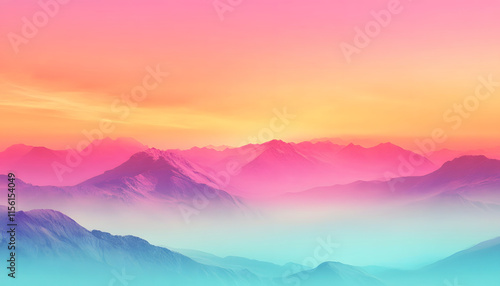 Pastel Mountainscape Dreamy Sunrise Hues