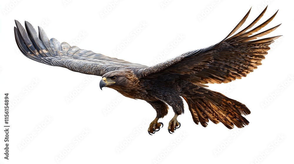 Majestic Eagle Soaring Through Air With Wings Spread Wide Majestic Eagle Soaring Through Air With Wings Spread Wide
