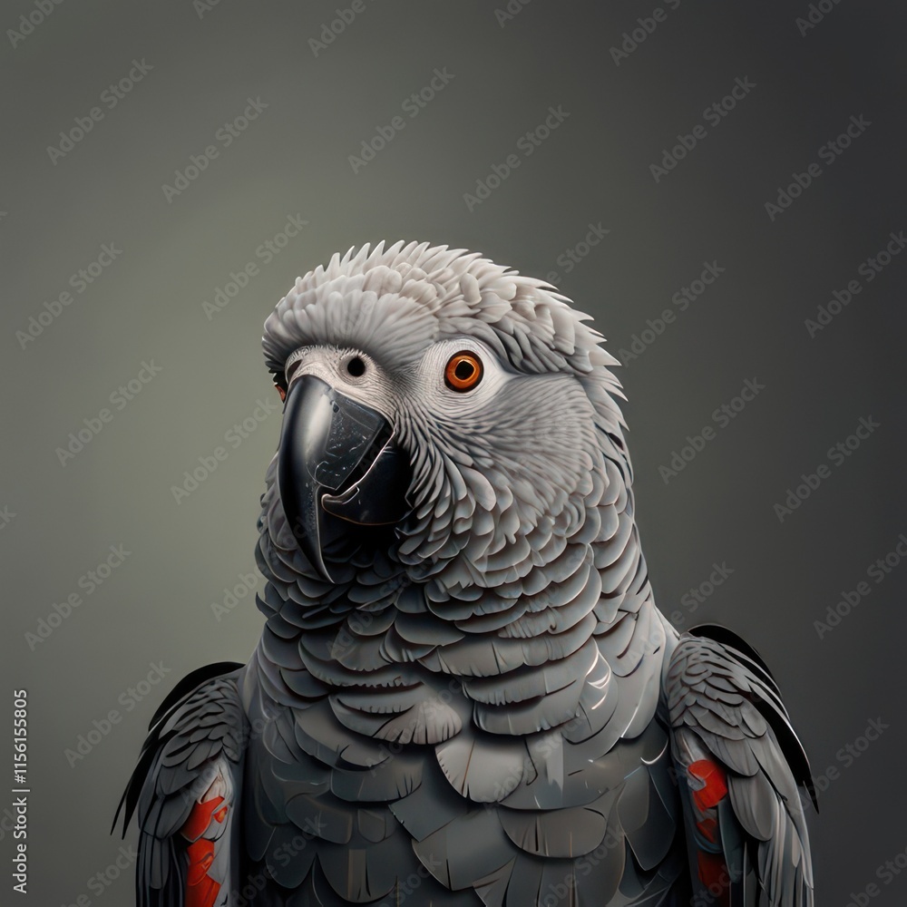 Fototapeta premium African Grey Parrot minimalist