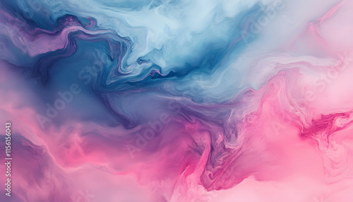 Abstract Pink and Blue Swirling Paint Design