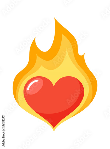 Burning Valentine's heart vector illustration