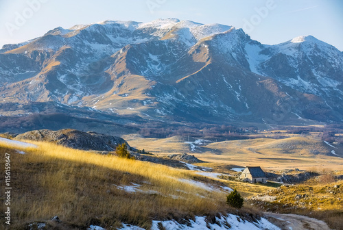 Obraz na płótnie Village houses at durmitor national park in Montenegro w salonie