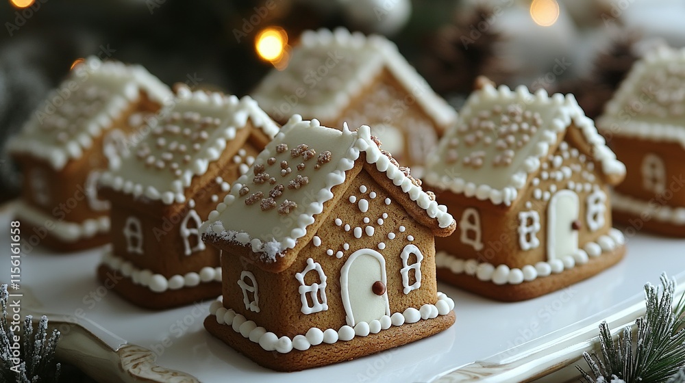 Miniature Gingerbread Houses Decorated For Christmas Miniature Gingerbread Houses Decorated For Christmas
