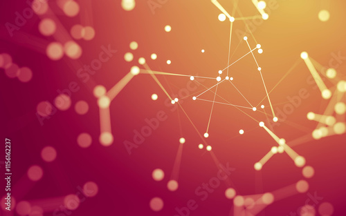 Abstract background. Molecules technology with polygonal shapes, connecting dots and lines. Connection structure. Big data visualization.