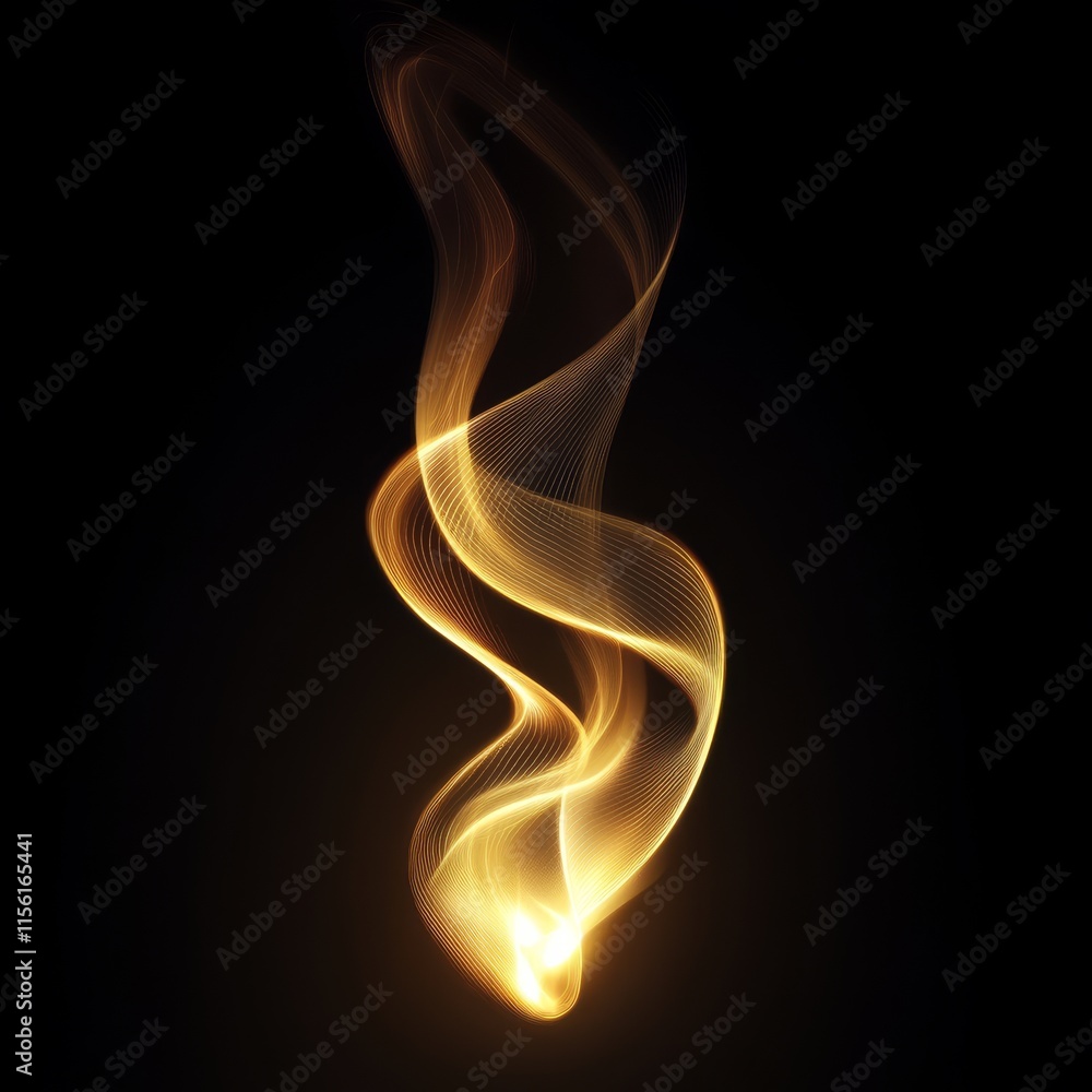 Abstract golden light wave on black background. Abstract golden light wave on black background.
