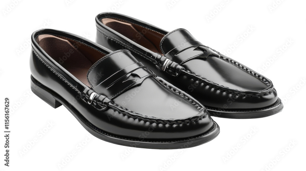 Black leather men’s shoes, transparent background Black leather men’s shoes, transparent background