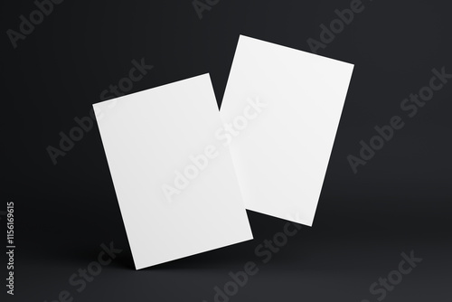 A4 whitepaper mockup（A4白用紙2枚モックアップ ｜ 黒背景モックアップ）