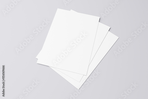A4 whitepaper mockup（A4白用紙複数枚モックアップ ｜ グレー背景モックアップ）