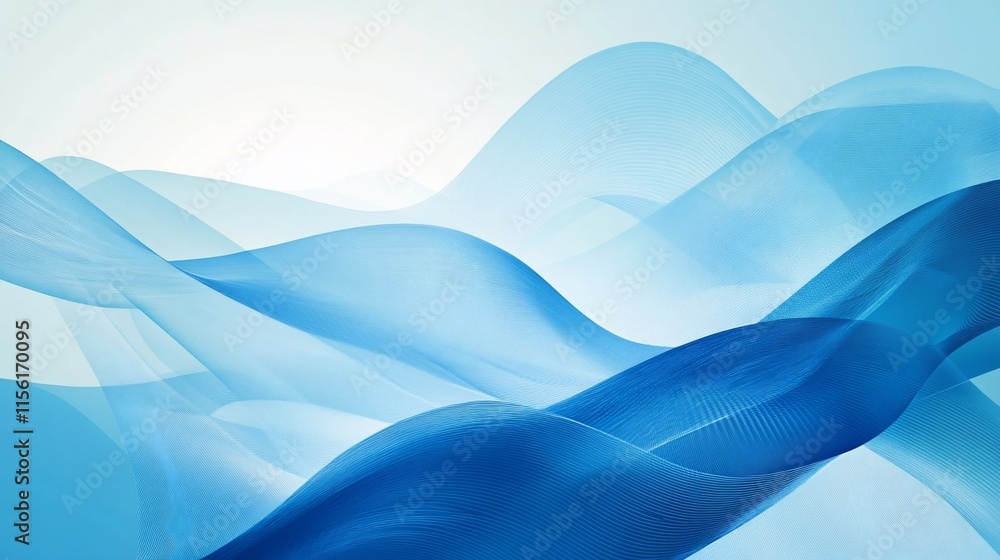 Obraz premium Abstract blue flowing waves background.